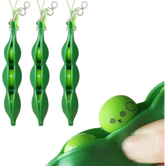 Peas in a Pod Squishy Key Chain Fidget Book Bag Toy - Picture 1 of 2